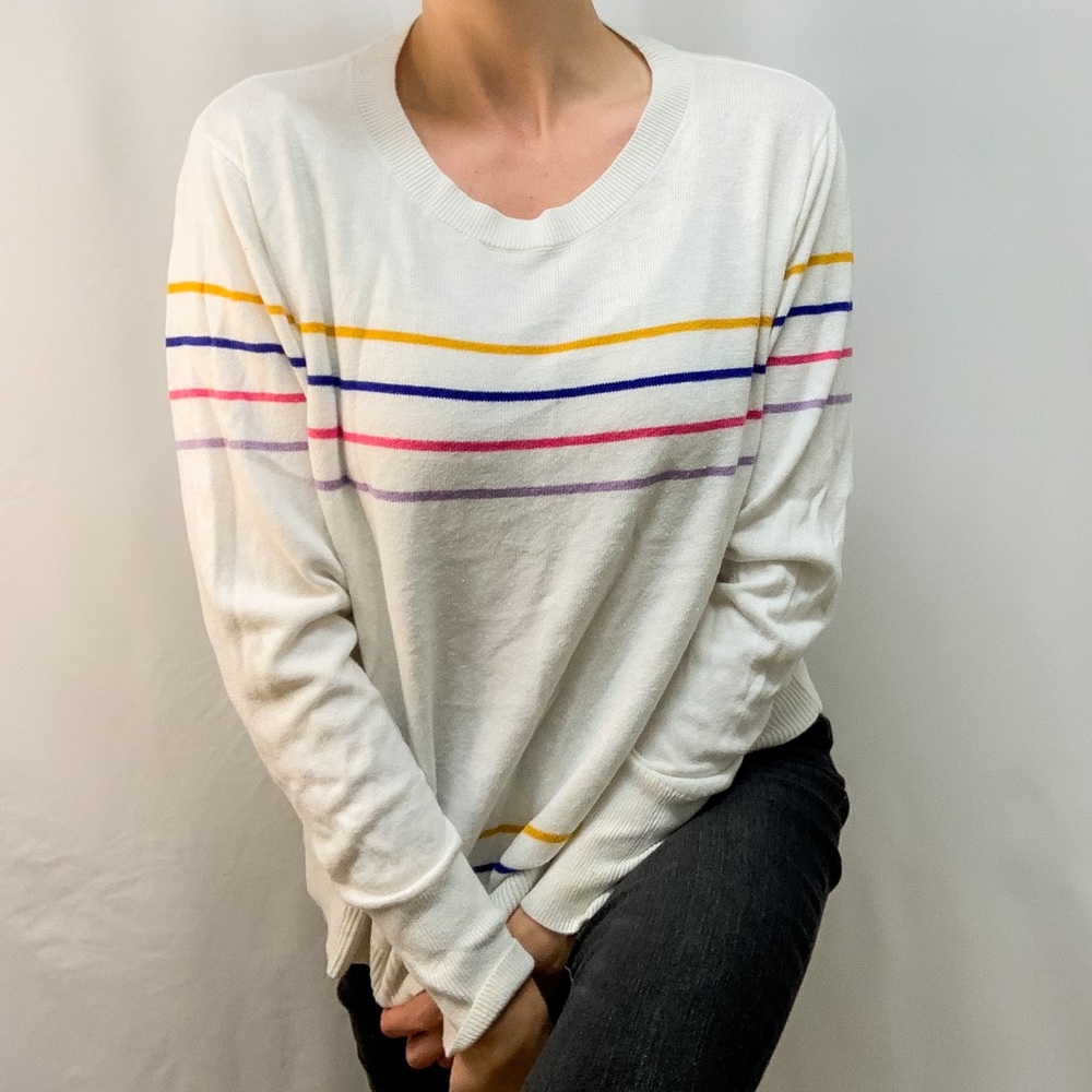 A New Day Rainbow Stripes Sweater SZ L